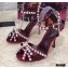 Dolce & Gabbana Heel 10.5cm Satin Sandals Burgundy with Pearl Application 2021