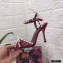 Dolce & Gabbana Heel 10.5cm Satin Sandals Burgundy with Pearl Application 2021