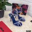 Dolce & Gabbana Heel 10.5cm Satin Sandals Blue with Pearl Application 2021