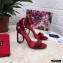 Dolce & Gabbana Heel 10.5cm Leather Sandals Patent Burgundy with D&G Heel 2021