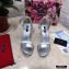 Dolce & Gabbana Heel 10.5cm Leather Sandals Silver with Baroque D&G Heel 2021