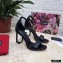 Dolce & Gabbana Heel 10.5cm Leather Sandals Black with D&G Heel 2021