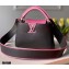 Louis Vuitton Capucines Mini Bag Python Handle N97962 Black/Pink