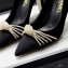 Chanel Heel 7.5cm Pearl Bow Grosgrain Pumps G36391 Suede Black 2021