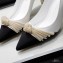 Chanel Heel 7.5cm Pearl Bow Grosgrain Pumps G36391 White 2021