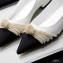 Chanel Heel 2cm Pearl Bow Grosgrain Ballerinas White 2021