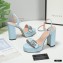 Gucci Heel 11cm Platform 2.5cm Sandals with Double G 628100 Blue