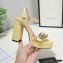 Gucci Heel 11cm Platform 2.5cm Sandals with Double G 628100 Yellow