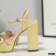 Gucci Heel 11cm Platform 2.5cm Sandals with Double G 628100 Yellow