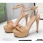 Gucci Heel 13cm Platform 4cm Sandals with Horsebit Apricot
