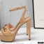 Gucci Heel 13cm Platform 4cm Sandals with Horsebit Apricot