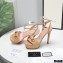 Gucci Heel 13cm Platform 4cm Sandals with Horsebit Apricot