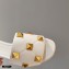 Valentino Quilted Calfskin Roman Stud Slide Sandals White 2021