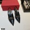Valentino Sculpted Heel 7cm Rockstud Slingback Pumps Black 2021