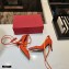 Valentino Heel 8cm Rockstud Slingback Pumps with Removable Strap Patent Orange 2021