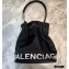 Balenciaga Wheel S Drawstring Bucket Bag Nylon Black
