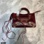 Balenciaga Classic City Mini Bag Crocodile Embossed Calfskin Burgundy/Gold