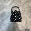 Balenciaga Wheel XXS Drawstring Bucket Bag Nylon Polkadots Black