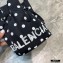 Balenciaga Wheel XXS Drawstring Bucket Bag Nylon Polkadots Black