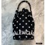 Balenciaga Wheel XS Drawstring Bucket Bag Nylon Polkadots Black