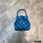 Balenciaga Wheel XXS Drawstring Bucket Bag Nylon Polkadots Blue