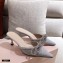 Mach & Mach Heel 6.5cm Double Bow Mules Glitter Silver 2021