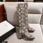 Gucci Leather Knee-high Boot with Horsebit 643889 Snake Print 2021