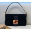 Fendi Vintage Suede Baguette Shoulder Bag Black 2021