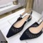Dior J'Adior Slingback Ballerina Flats Mesh Embroidery Black 2021