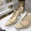 Dior Heel 9.5cm J'Adior Slingback Pumps Mesh Embroidery Creamy 2021