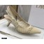 Dior Heel 6.5cm J'Adior Slingback Pumps Mesh Embroidery Creamy 2021