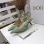 Dior Heel 6.5cm J'Adior Metallic Thread Embroidered Cotton Slingback Pumps Light Green 2021