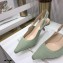 Dior Heel 6.5cm J'Adior Metallic Thread Embroidered Cotton Slingback Pumps Light Green 2021