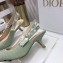 Dior Heel 6.5cm J'Adior Metallic Thread Embroidered Cotton Slingback Pumps Light Green 2021