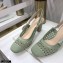 Dior Heel 7cm Moi Slingback Pumps Cannage Embroidered Mesh Light Green 2021