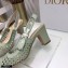 Dior Heel 7cm Moi Slingback Pumps Cannage Embroidered Mesh Light Green 2021