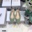 Dior J'Adior Metallic Thread Embroidered Cotton Slingback Ballerina Flats Light Green 2021