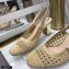 Dior Heel 7cm Moi Slingback Pumps Cannage Embroidered Mesh Beige 2021