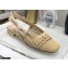 Dior Heel 1.5cm Moi Slingback Ballerina Flats Cannage Embroidered Mesh Beige 2021