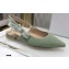 Dior J'Adior Metallic Thread Embroidered Cotton Slingback Ballerina Flats Light Green 2021