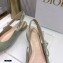 Dior J'Adior Metallic Thread Embroidered Cotton Slingback Ballerina Flats Light Green 2021