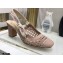 Dior Heel 7cm Moi Slingback Pumps Cannage Embroidered Mesh Nude 2021