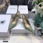 Dior Heel 9.5cm J'Adior Metallic Thread Embroidered Cotton Slingback Pumps Light Green 2021