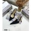 Dior Heel 9.5cm J'Adior Embroidered Slingback Pumps Black 2021