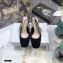 Dior Heel 7cm Moi J'Adior Embroidered Cotton Slingback Pumps Black 2021