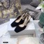 Dior Heel 7cm Moi J'Adior Embroidered Cotton Slingback Pumps Black 2021
