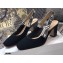 Dior Heel 7cm Moi J'Adior Embroidered Cotton Slingback Pumps Black 2021