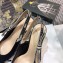 Dior Heel 7cm Moi J'Adior Embroidered Cotton Slingback Pumps Black 2021