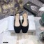Dior Heel 1.5cm Moi J'Adior Embroidered Cotton Slingback Ballerina Flats Black 2021