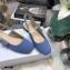 Dior Heel 1.5cm Moi J'Adior Embroidered Cotton Slingback Ballerina Flats Blue 2021